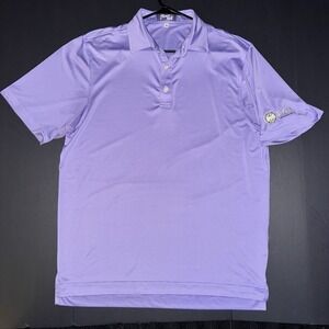 Men's Medium Inward Half Golf Polo Shirt Purple Embroidered Logo Short Sleeve
